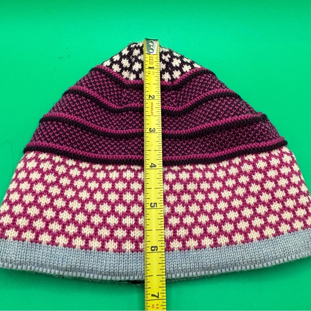 Childrens SMARTWOOL Winter Beanie Hat - Pink And Purple Outdoors Snow School - Picture 6 of 6